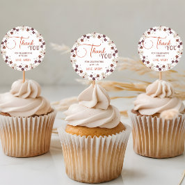 Pegatina Redonda Elegante Baby Shower Floral Gracias