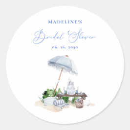 Pegatina Redonda Elegante Beach Picnic Beach Bridal Shower