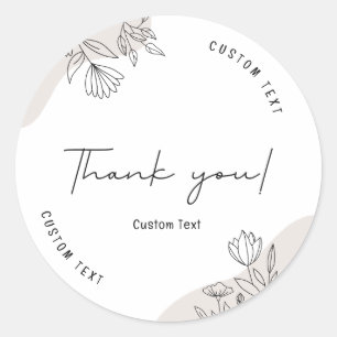 Pegatina Redonda Elegante beige Personalizado de texto te tanque