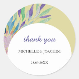 Pegatina Redonda Elegante Bella Boho Floral Watercolor Art