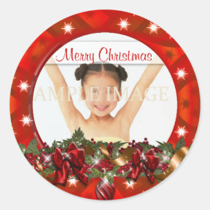 Pegatina Redonda Elegante bienvenida familiar con fotos PERSONALIZA