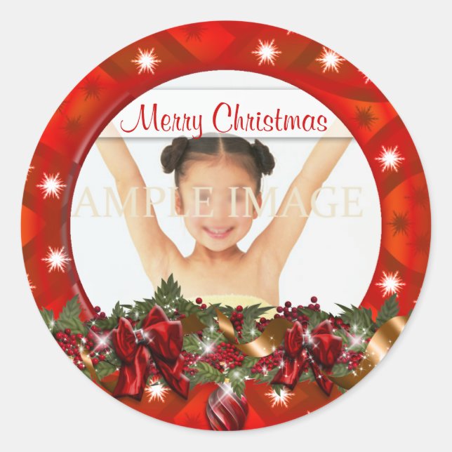 Pegatina Redonda Elegante bienvenida familiar con fotos PERSONALIZA (Anverso)