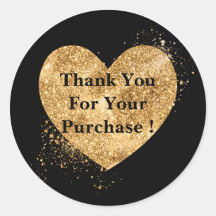 Pegatina Redonda Elegante Black and Gold Business Gracias