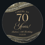 Pegatina Redonda Elegante Black Gold Agate 70th Birthday Party<br><div class="desc">¡Esta es una elegante Agate de Oro Negro 70th Birthday Party Favorece a los Pegatinas Labels!</div>