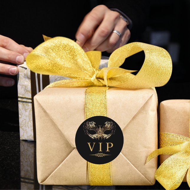 Pegatina Redonda Elegante Black Masquerade VIP persona muy importan (Subido por el creador)