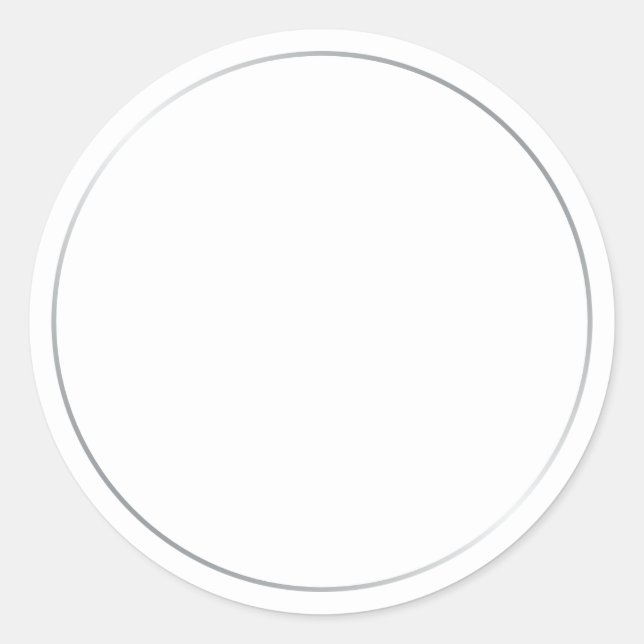 Pegatina Redonda Elegante Blanco Plata y Blanco (Anverso)
