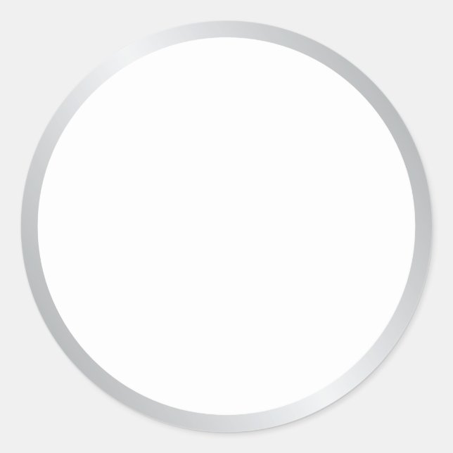 Pegatina Redonda Elegante Blanco Plateado y Blanco (Anverso)