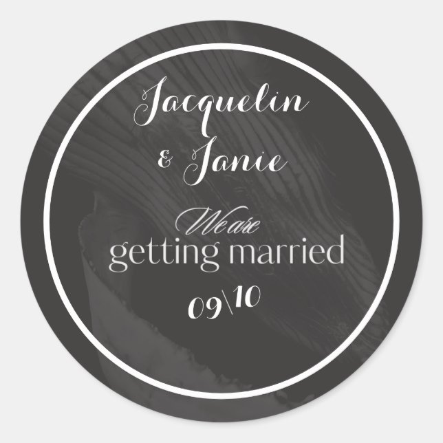 Pegatina Redonda Elegante blanco y negro (Anverso)