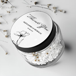 Pegatina Redonda Elegante blanco y negro Gracias a la boda