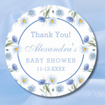 Elegante Blue Floral Boho Baby Shower Gracias