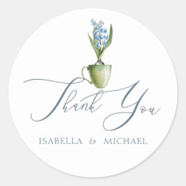 Pegatina Redonda Elegante Boda acuarela floral