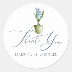 Pegatina Redonda Elegante Boda acuarela floral