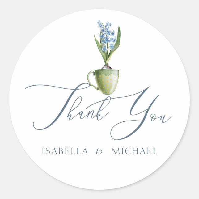 Pegatina Redonda Elegante Boda acuarela floral (Anverso)