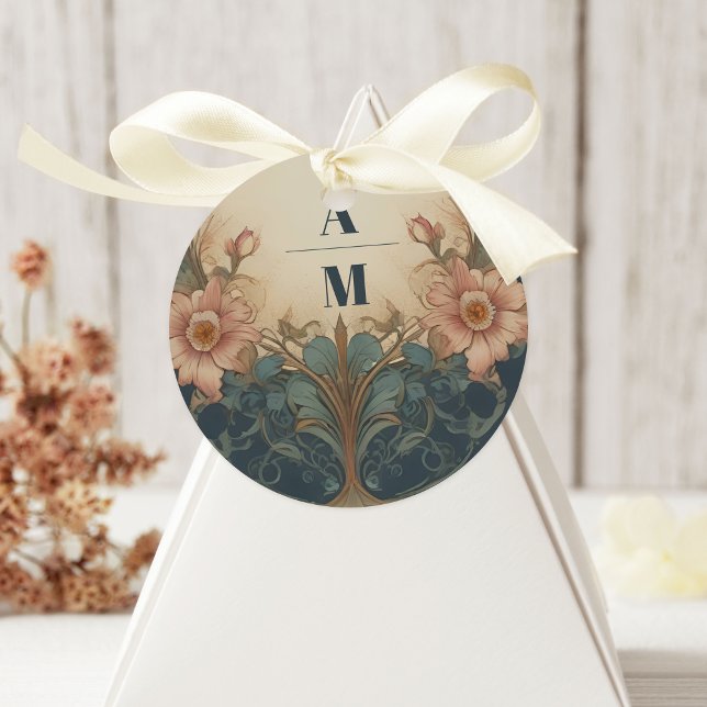 Pegatina Redonda Elegante Boda de Art Nouveau Arch (Subido por el creador)