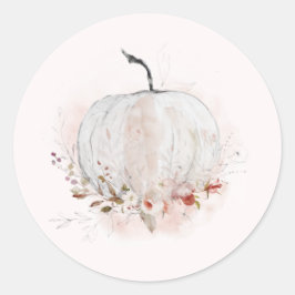 Pegatina Redonda Elegante Boda de Caída de Calabaza Rústica