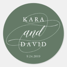 Elegante Boda de caligrafía verde profundo y blanc