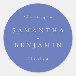 Pegatina Redonda Elegante Boda de coordenadas de perwinkle