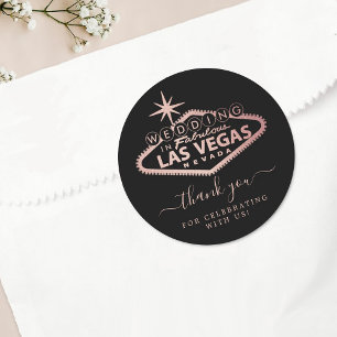 Pegatina Redonda Elegante Boda de Destino de Las Vegas Gracias