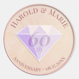 Pegatina Redonda Elegante Boda de Diamante Gemstone