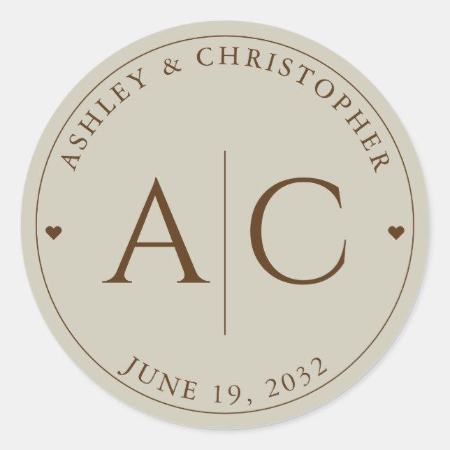 Pegatina Redonda Elegante Boda de Flor Silvestre Moderna (Anverso)