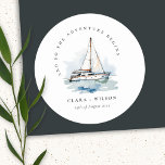 Pegatina Redonda Elegante Boda de la capa marina del barco de vela<br><div class="desc">Si necesita cualquier otro producto o personalización que coincida,  por favor envíe un mensaje a través de Zazzle.</div>