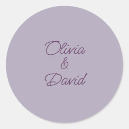 Pegatina Redonda Elegante Boda de lila