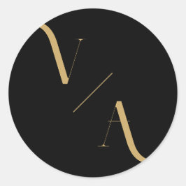 Pegatina Redonda Elegante Boda de Monograma Minimalista Moderno