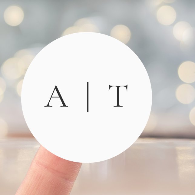 Pegatina Redonda Elegante Boda de monograma mínimo simple (Subido por el creador)