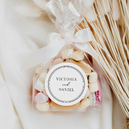 Pegatina Redonda Elegante Boda de nombres de novias de Groom