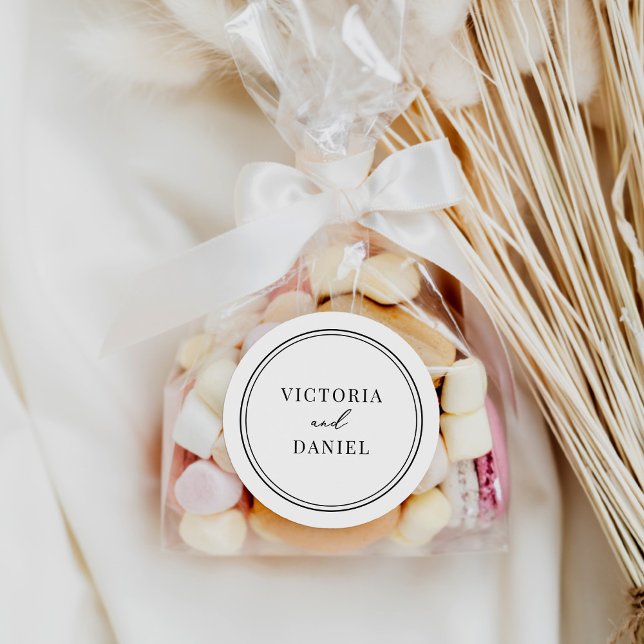 Pegatina Redonda Elegante Boda de nombres de novias de Groom (Subido por el creador)