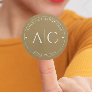 Pegatina Redonda Elegante Boda de oro moderno