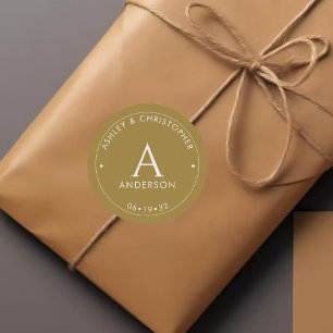 Pegatina Redonda Elegante Boda de oro moderno