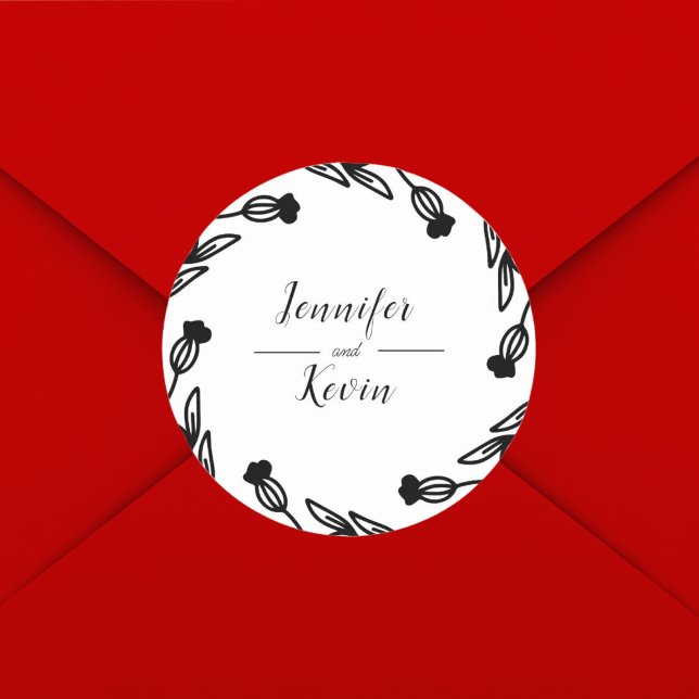 Pegatina Redonda Elegante Boda decorativo rústico folk (Subido por el creador)