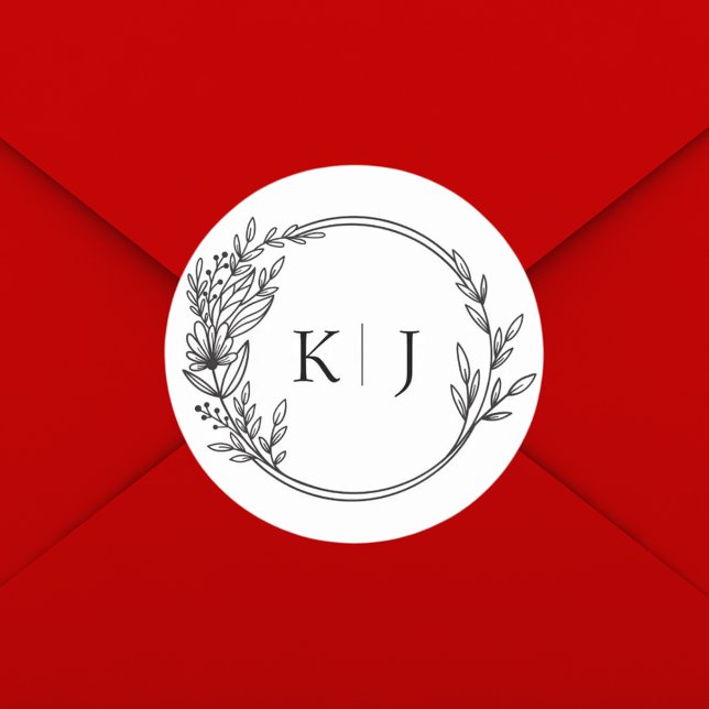 Pegatina Redonda Elegante Boda editable de monograma (Subido por el creador)