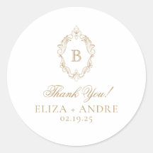 Elegante Boda Escudo de Monograma Dorado