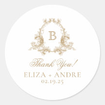 Elegante Boda Escudo de Monograma Dorado