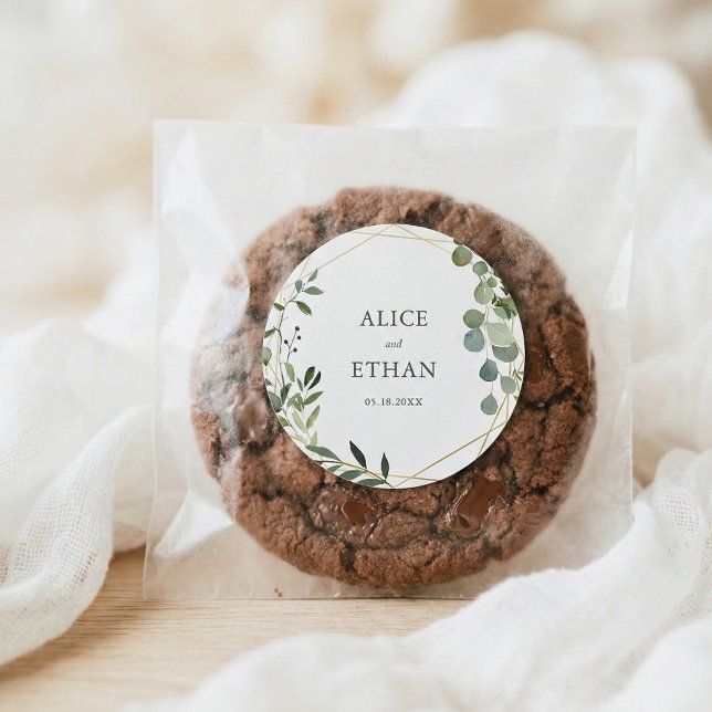 Pegatina Redonda Elegante Boda Eucalyptus (Subido por el creador)