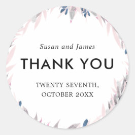 Pegatina Redonda Elegante Boda floral de acuarela de la Marina Rubo