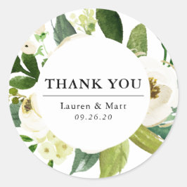 Pegatina Redonda Elegante Boda floral de primavera gracias