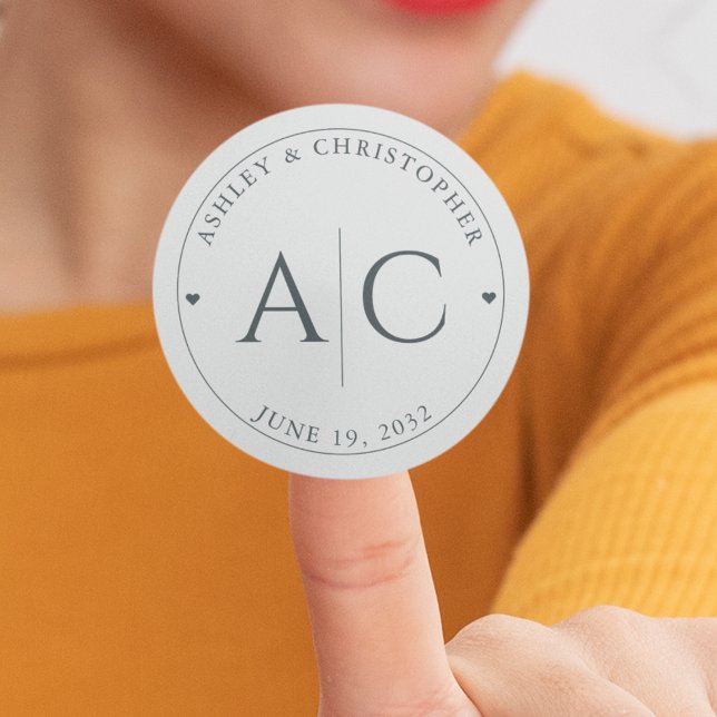 Pegatina Redonda Elegante Boda gris del espacio moderno (Subido por el creador)