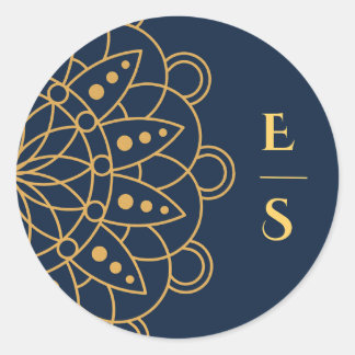 Pegatina Redonda Elegante Boda indio de Rangoli