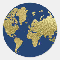 Elegante Boda Mapa Mundial Navy y Dorado