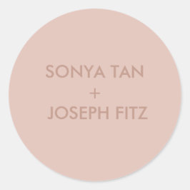 Pegatina Redonda Elegante Boda minimalista moderno cuadrado de sobr