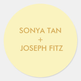 Pegatina Redonda Elegante Boda minimalista moderno cuadrado de sobr