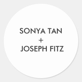 Pegatina Redonda Elegante Boda minimalista moderno cuadrado de sobr