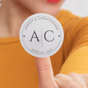 Pegatina Redonda Elegante Boda moderno oscuro morado