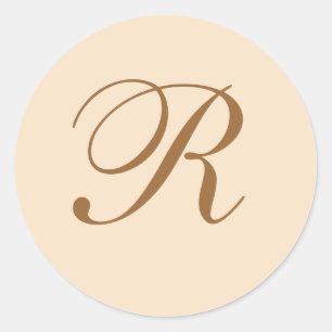 Pegatina Redonda Elegante Boda Monogramada