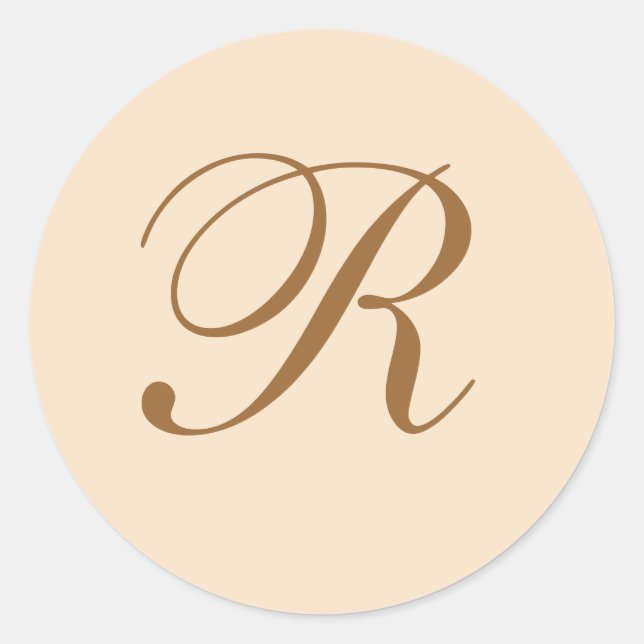 Pegatina Redonda Elegante Boda Monogramada (Anverso)