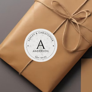 Pegatina Redonda Elegante Boda negro de humo moderno