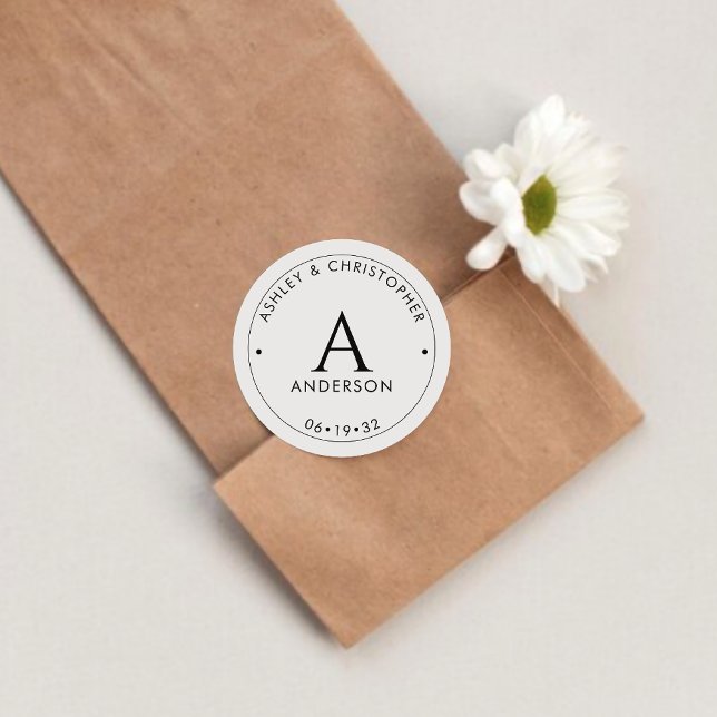 Pegatina Redonda Elegante Boda negro de humo moderno (Subido por el creador)